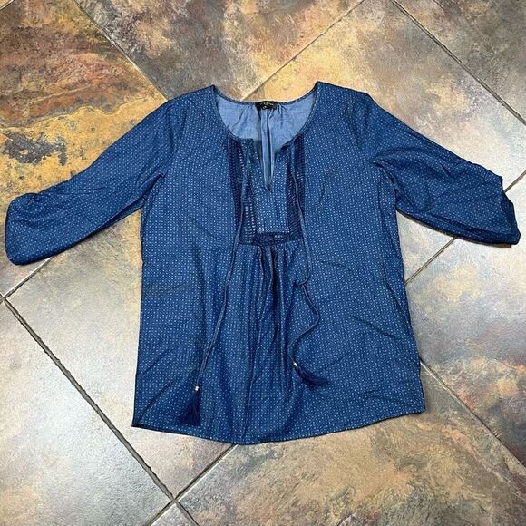 The Limited Denim Babydoll Peasant Blouse Medium - Picture 5 of 11